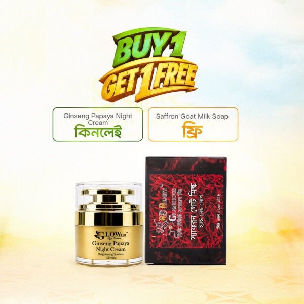 BUY 1 Ginseng Papaya Night Cream GET 1 SAFFRON GOAT MILK SOAP FREE