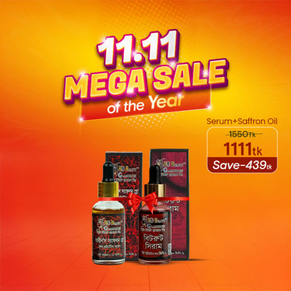 Saffron Glow Face Brightening Oil_20 ML + Beetroot Serum (2 Pcs Combo)