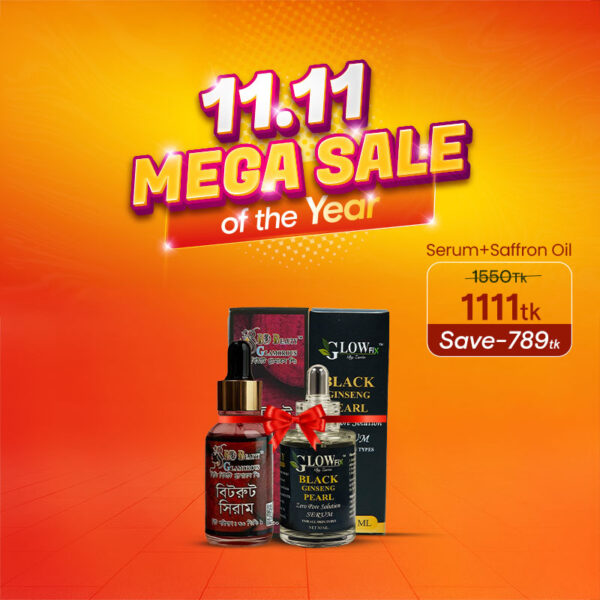 Saffron Glow Face Brightening Oil_20 ML + Black Ginseng Pearl Serum (2 Pcs Combo)