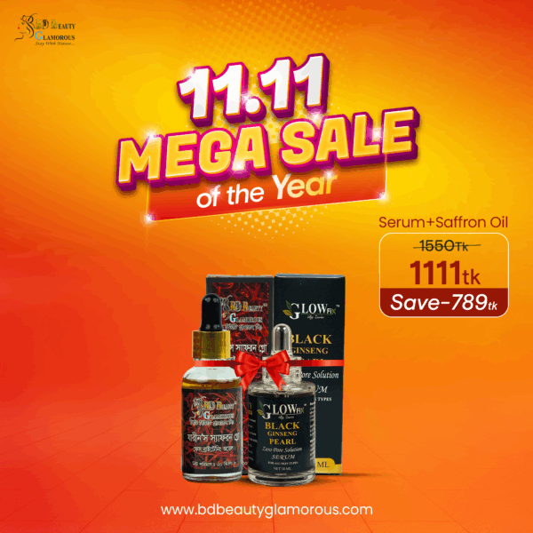 Saffron Glow Face Brightening Oil_20 ML + Black Ginseng Pearl Serum (2 Pcs Combo)
