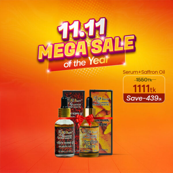 Saffron Glow Face Brightening Oil_20 ML + Turmeric Serum (2 Pcs Combo)