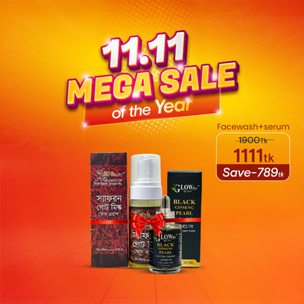 Saffron Goat Milk Face Wash + Black Ginseng Pearl Serum (2 Pcs Combo)