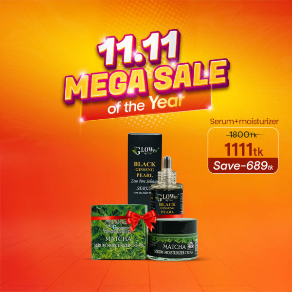 Black Ginseng Pearl Serum + Matcha Serum Moisturizer Cream (2 Pcs Combo)