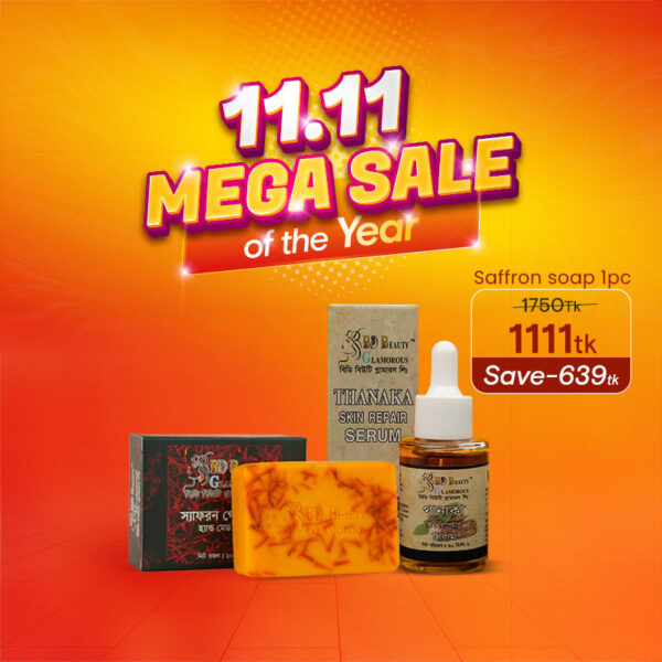 Saffron Goat Milk Handmade Soap + Thanaka Skin Repair Serum (2 Pcs Combo)